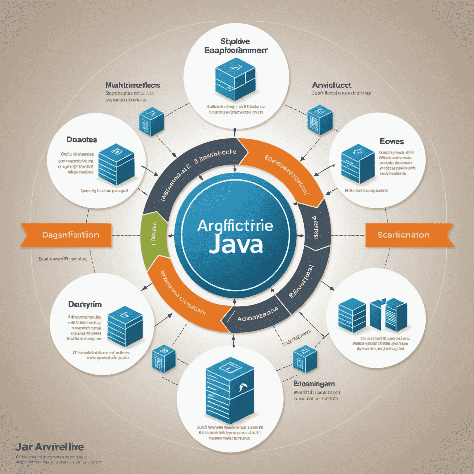 Diagrama que muestra la arquitectura de una aplicación empresarial Java con múltiples capas